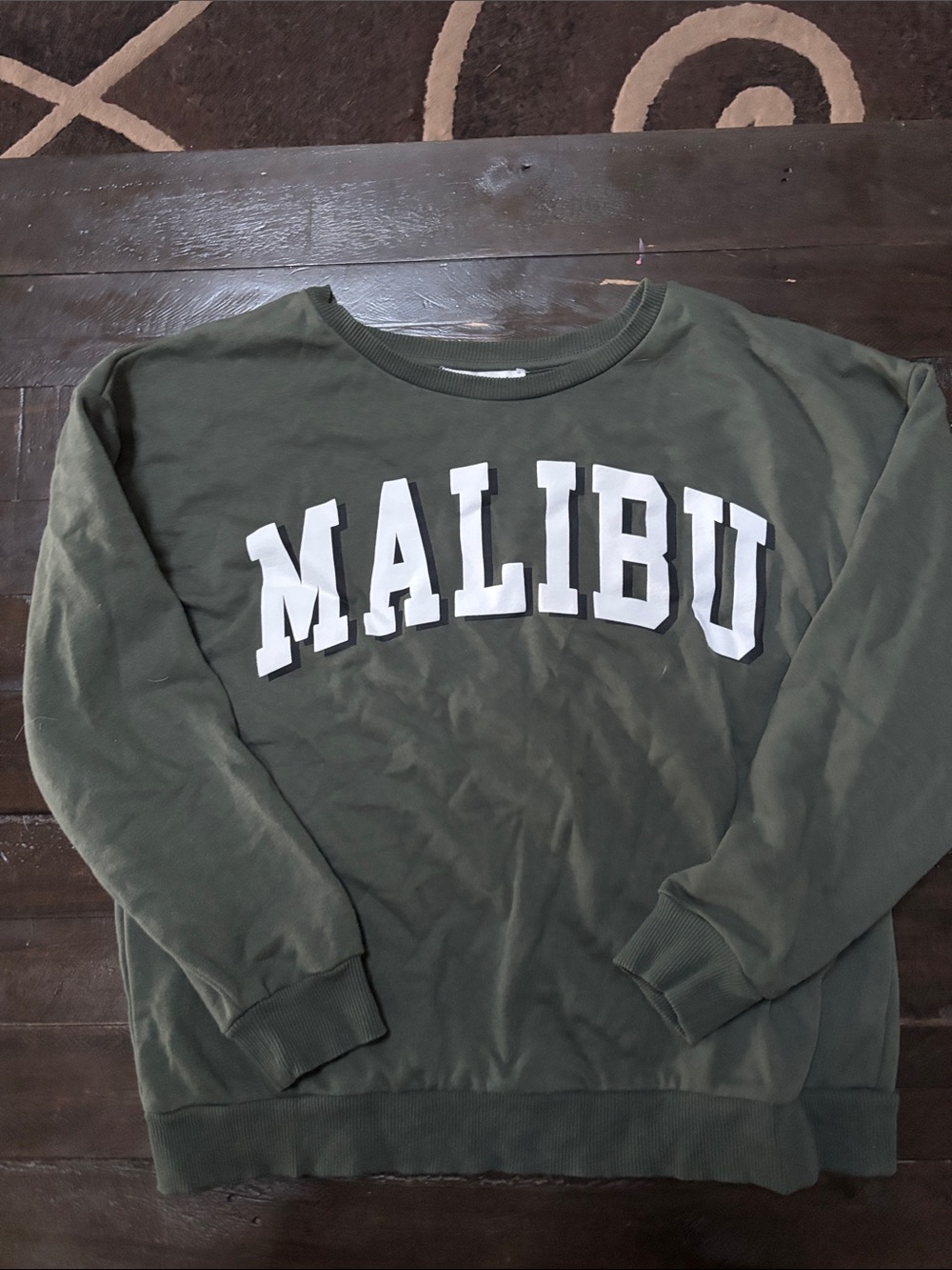 Francesca's Collections Olive Green 'MALIBU' Crewneck Sweater